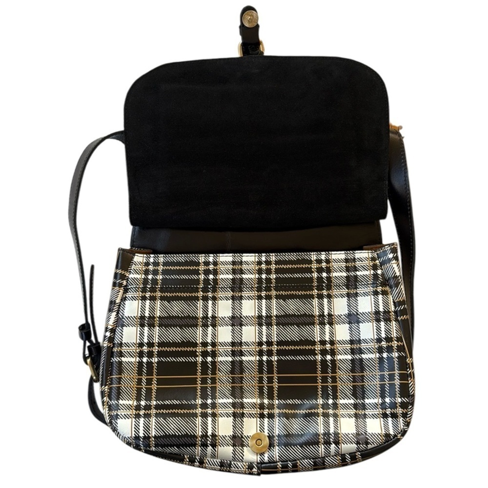 NWT Patricia Nash Leather London Plaid Double Compartment Crossbody Saddle Bag - Picture 9 of 16